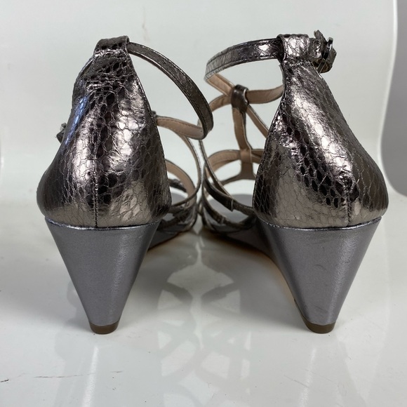 GLINT “Ivie” Leather Metallic Wedge Sandal Sz 7.5 - Picture 4 of 8